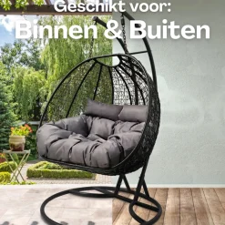 Rijoka Hangstoel Dubbel Eggy Twisted Schommelstoel Rattan 2persoons