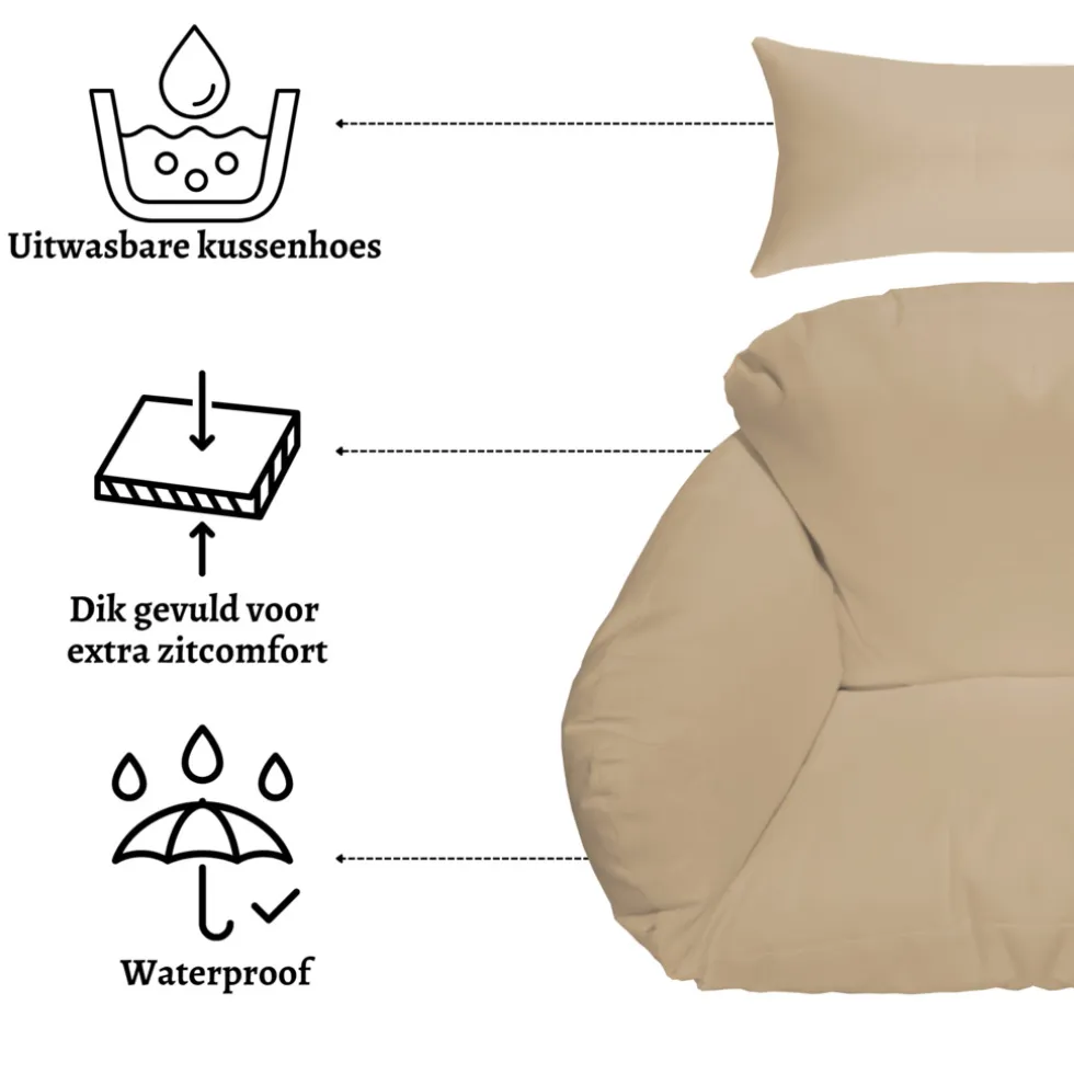 Rijoka Hangstoel Eggy Twisted Schommelstoel Rattan Lounge Tuinstoel