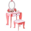 Rijoka Houten Kaptafel Make up Dresser met Krukje en Spiegel