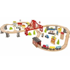 Rijoka Houten Speeltrein Trainrails Trein Set 70pcs