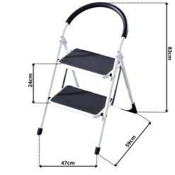Rijoka Huishoudtrap Inklapbaar 2 Treden Anti Slip Treden Sponge Handgrepen