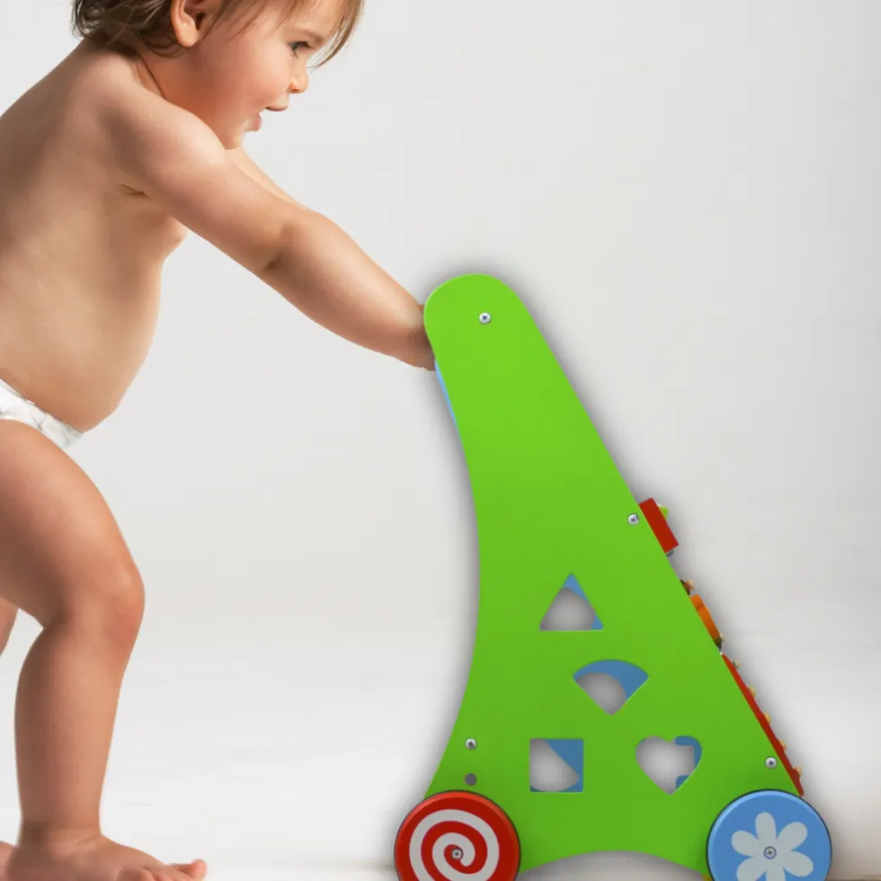 Rijoka Loopwagen Hout voor Baby Educatieve Looptrainer Anti Slip Wieltjes Babywalker