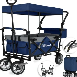 Rijoka Luxe Opvouwbare Bolderkar Bolderwagen met Dakje en Draagtas