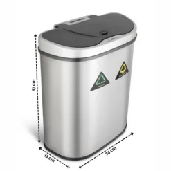 Rijoka Prullenbak met Sensor Dubbel 70 Liter RVS Soft Close Vingerafdrukvrij