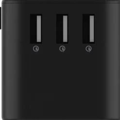 Rolling Square Travel Adapter Quick Charge Universele Wereldstekker Zwart