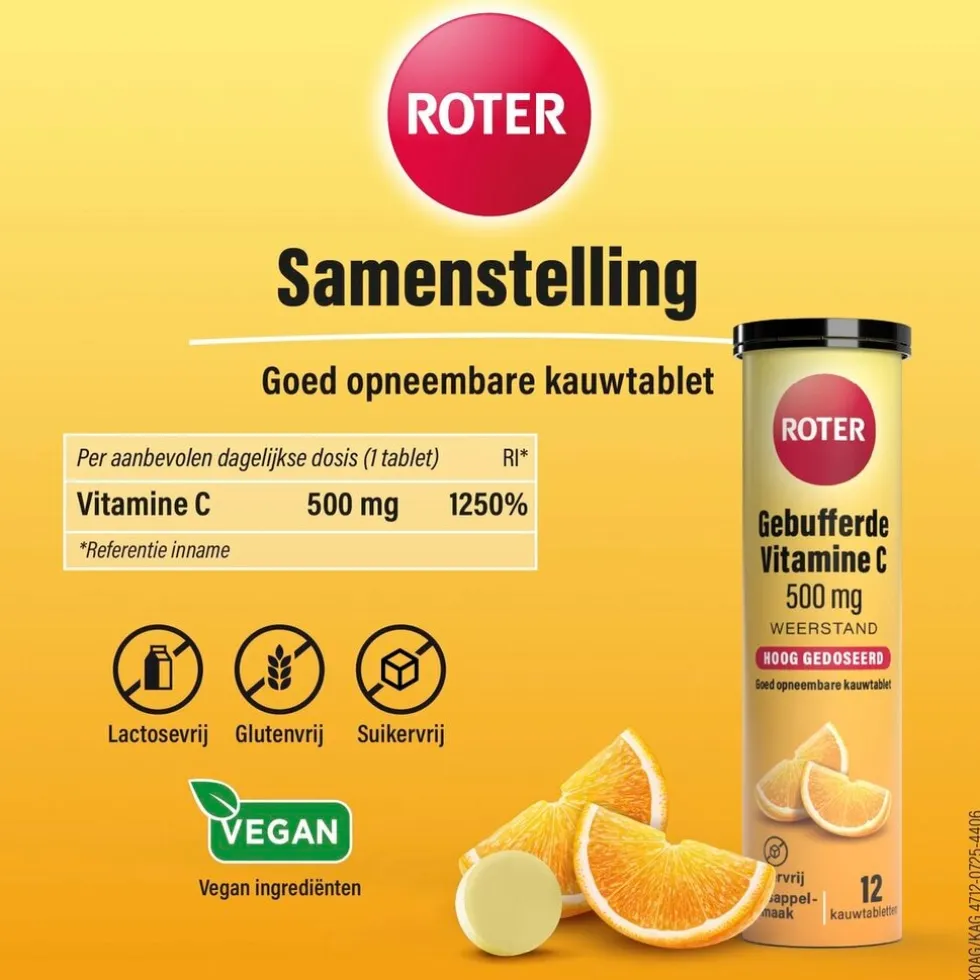 Roter Gebufferde Vitamine C 500mg Kauwtabletten