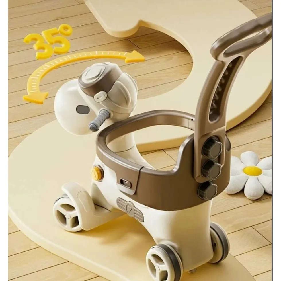 Russle Luxe Hobbeldier/Loopwagen met duwstang