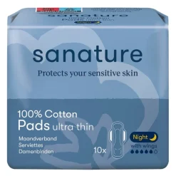 Sanature 100% Katoenen Ultra Thin Night Maandverband