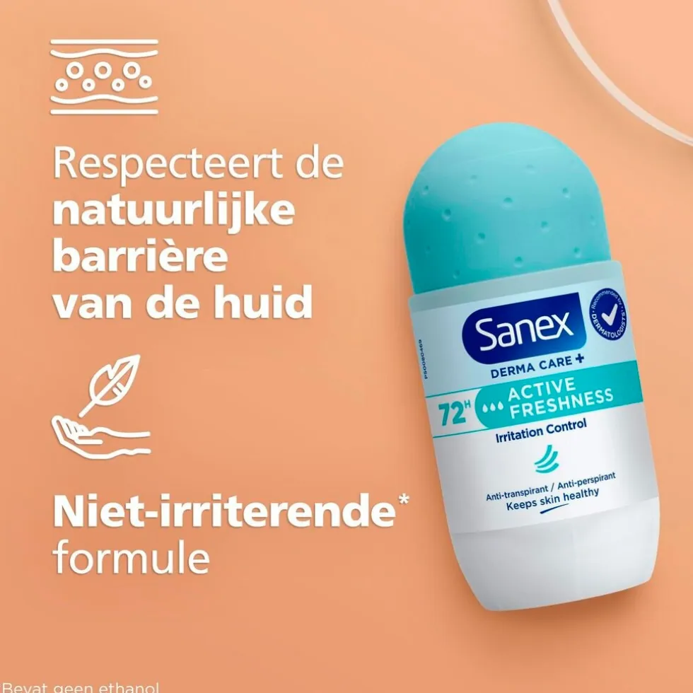 Sanex Derma Care+ Active Freshness 72h Antitranspirant Deodorant Roller