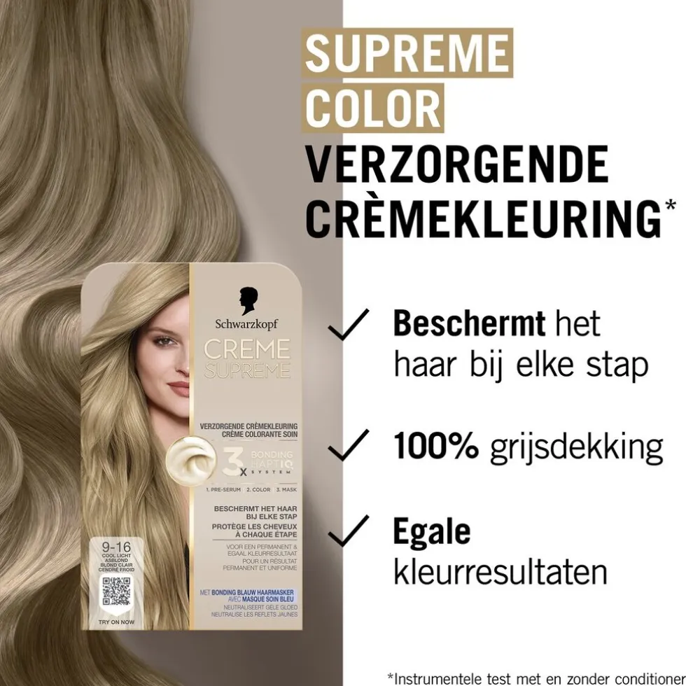Schwarzkopf Creme Supreme 9-16 Cool Licht Asblond Verzorgende Crèmekleuring