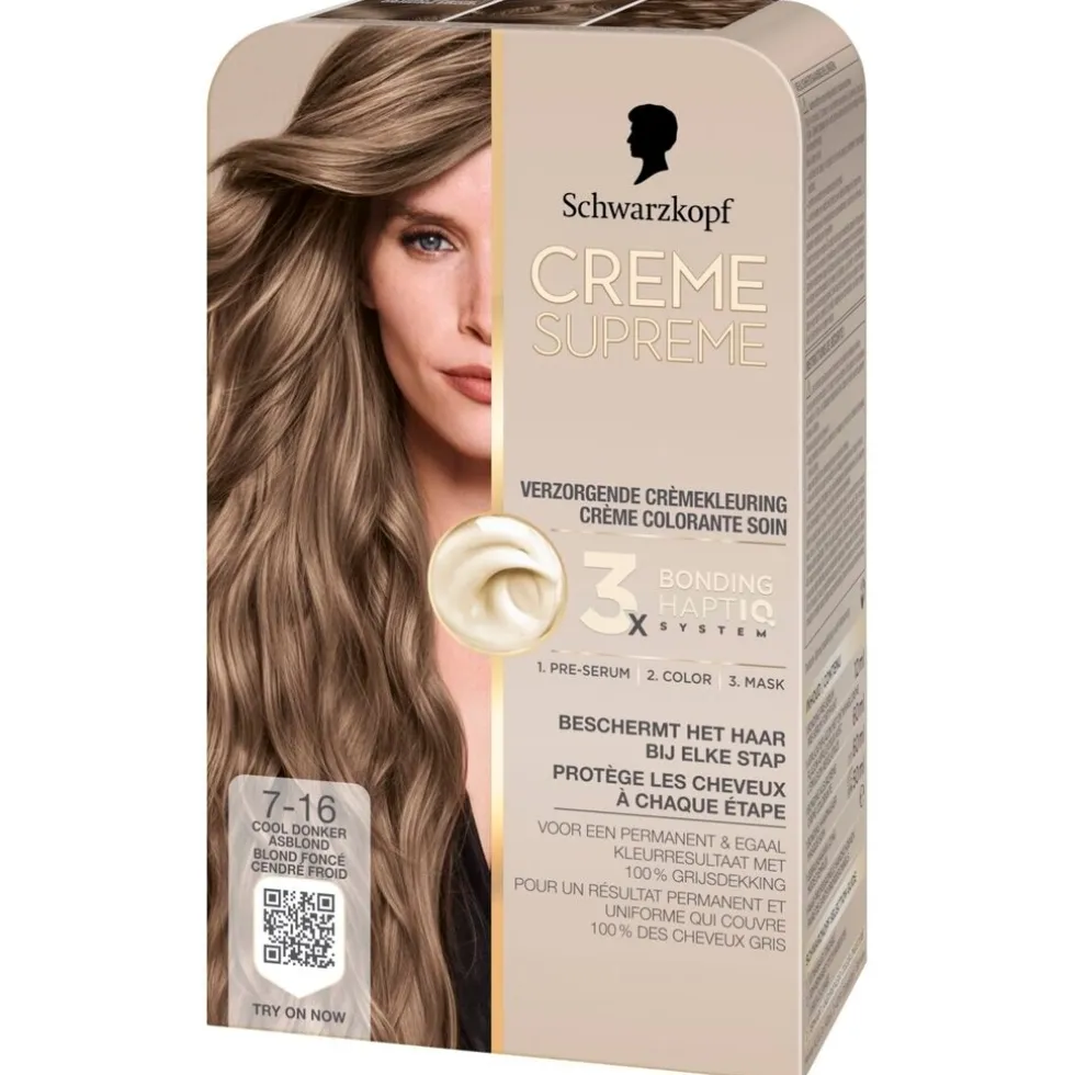 Schwarzkopf Creme Supreme 7-16 Cool Donker Asblond Verzorgende Crèmekleuring