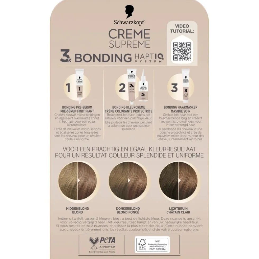 Schwarzkopf Creme Supreme 7-16 Cool Donker Asblond Verzorgende Crèmekleuring
