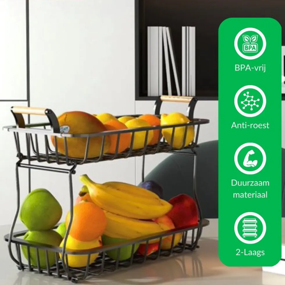 SensaHome 2 Laags Fruitmand Rechthoek Fruitschaal