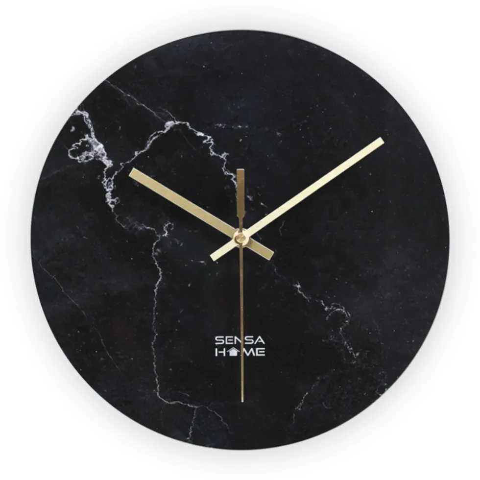 SensaHome Glazen Wandklok 30cm Minimalistische Marmeren Design met Stille uurwerk