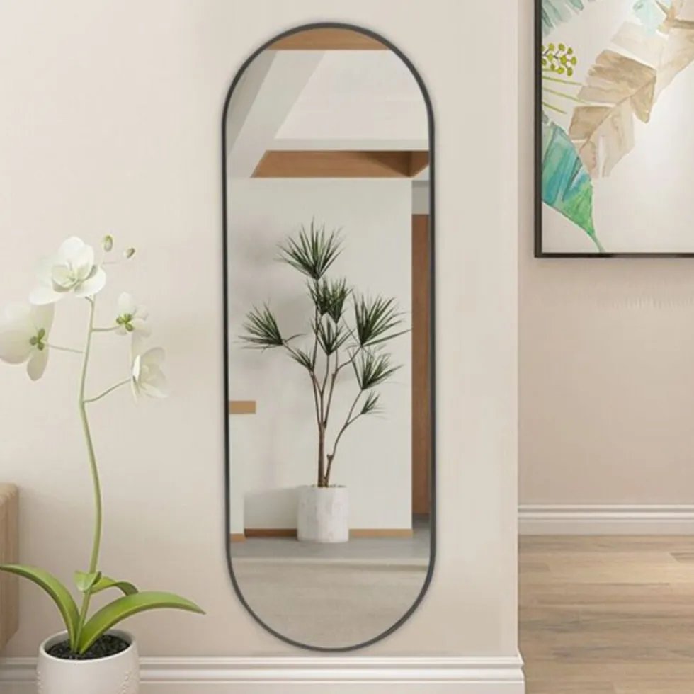 SensaHome Oval Wandspiegel met Metalen Rand Minimalistisch Design