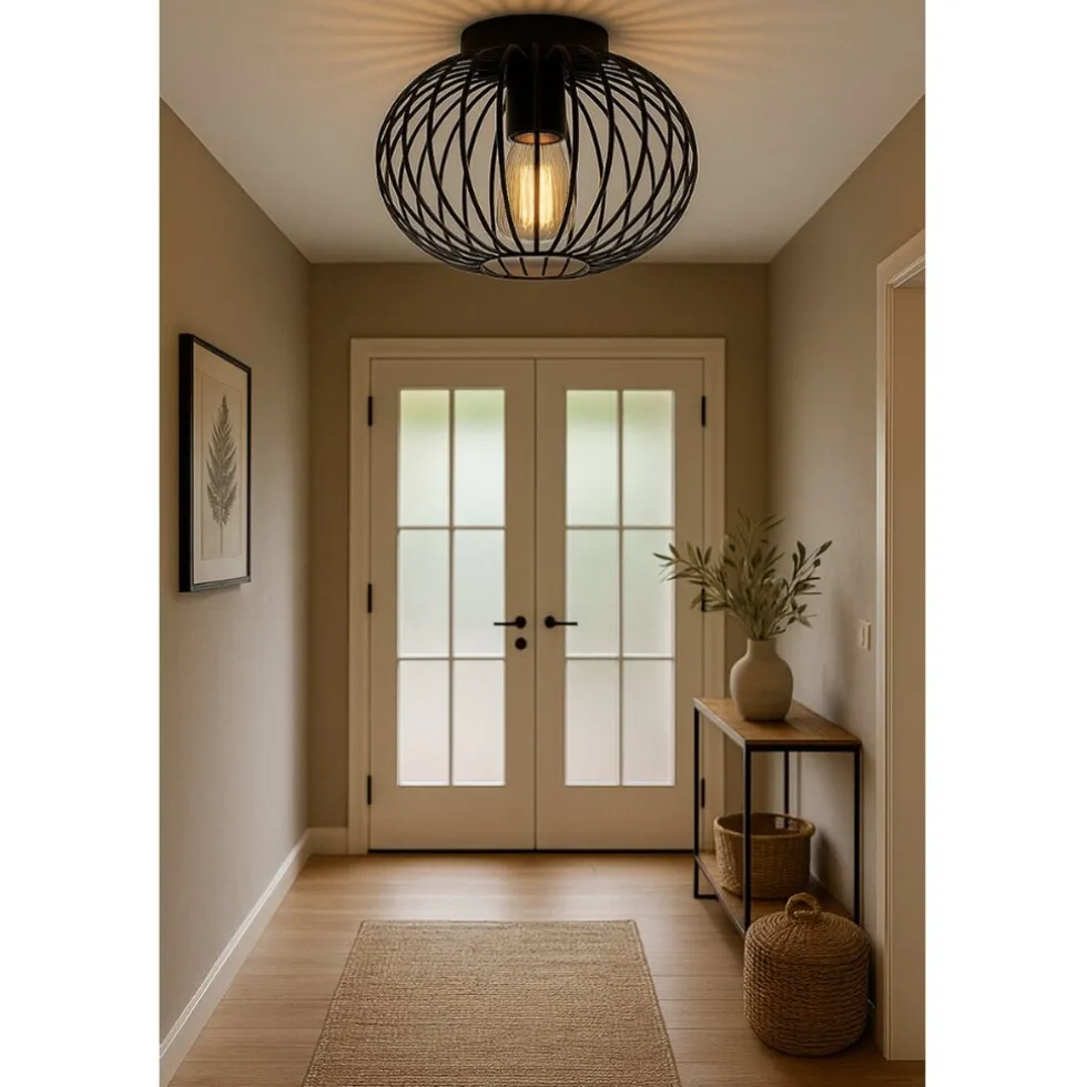 SensaHome Plafondlamp Industrieel Plafonnière Retro Wire Kooi Design