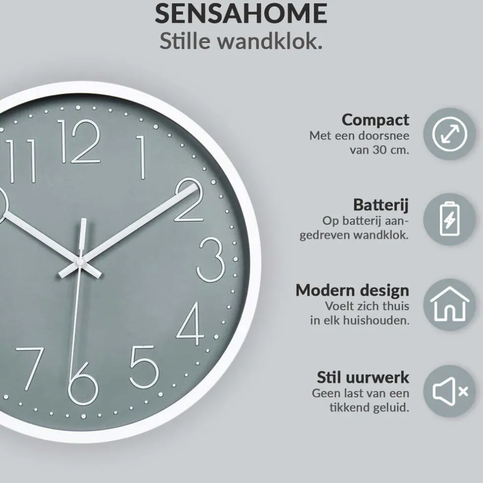Sensahome Wandklok Minimalistische Design Stille Uurwerk TM20050-4