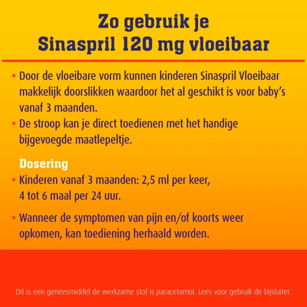 Sinaspril 120mg Vloeibaar Paracetamol