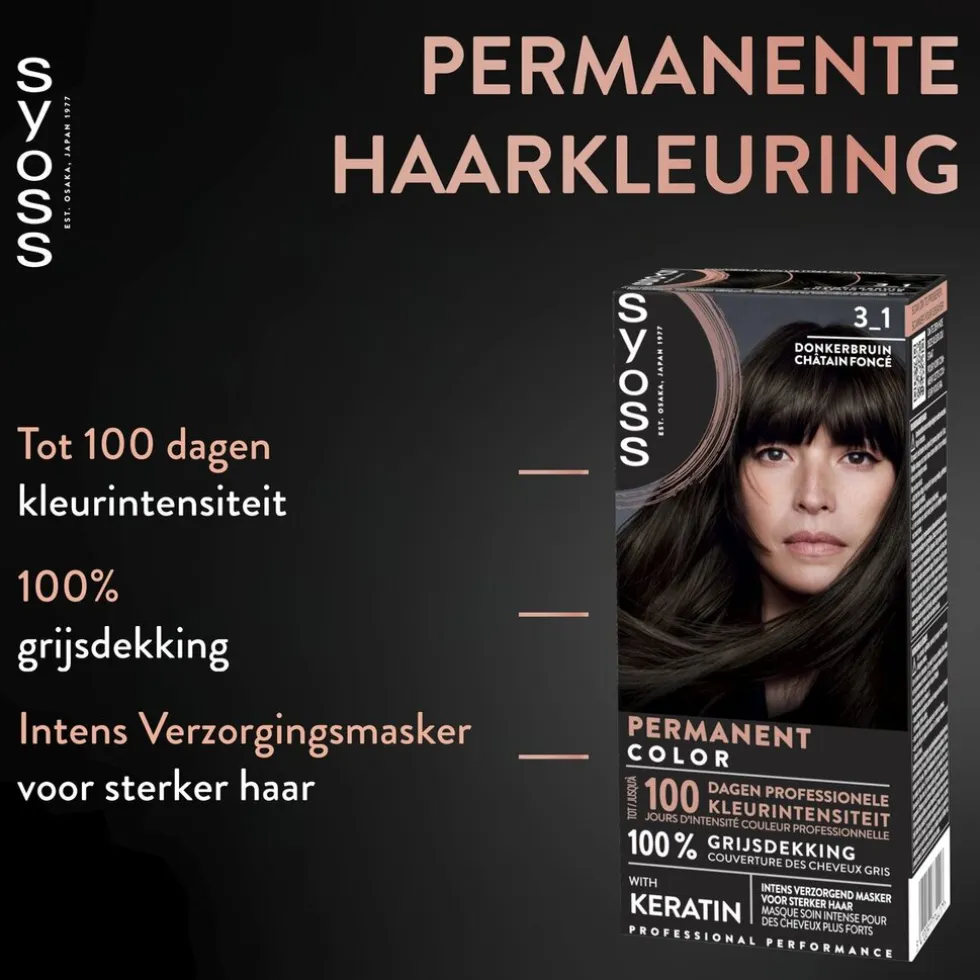 Syoss Professional Performance 3-1 Donkerbruin Permanente Haarkleuring