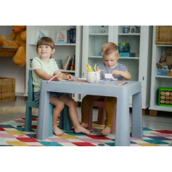 Teggi Grey/Old Rose/Turquoise Multifun 3-in-1 Tafel met Twee Stoeltjes