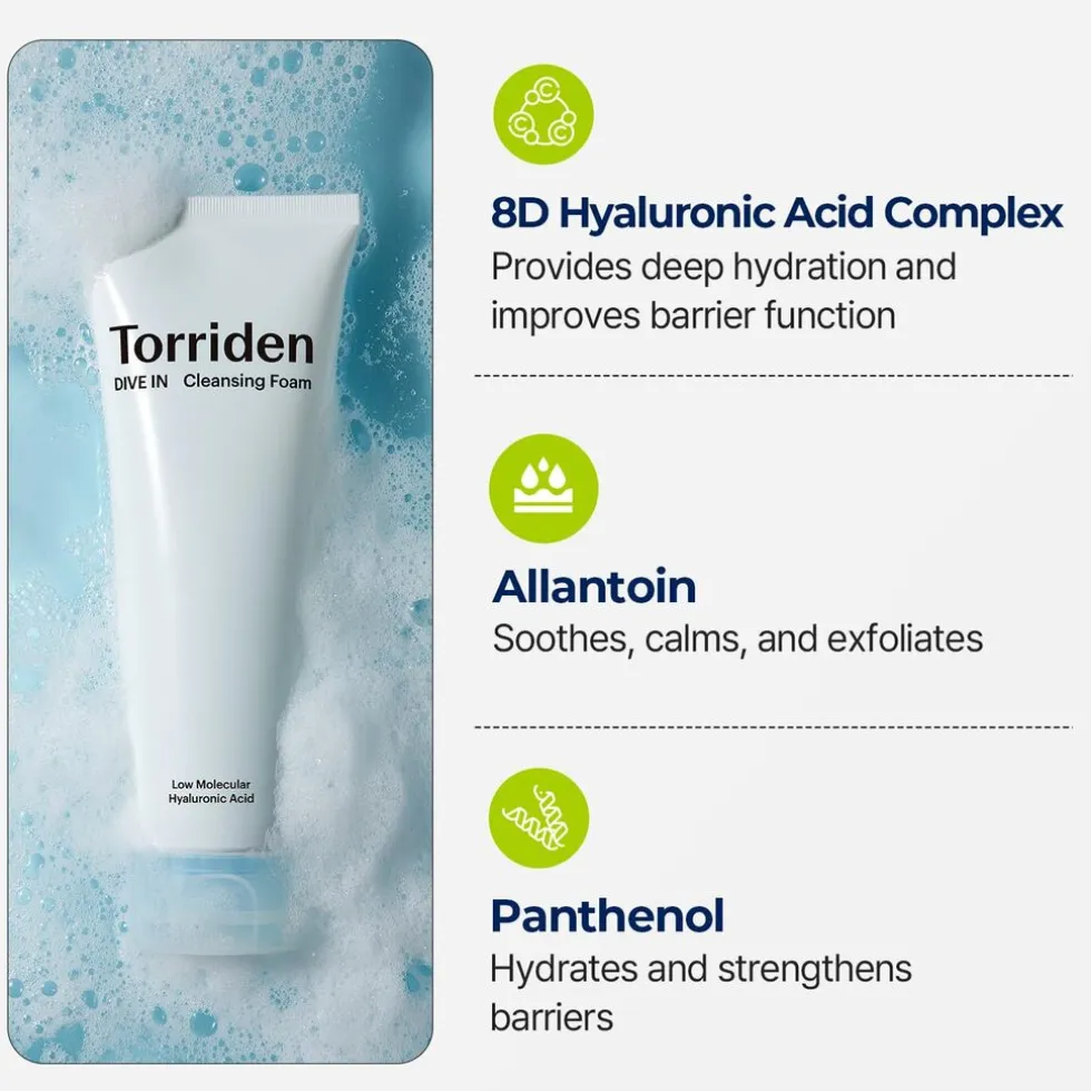 Torriden DIVE-IN Low Molecular Hyaluronic Acid Cleansing Foam