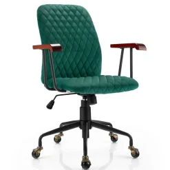 Trendmix Fluwelen Vintage Bureaustoel Met Kantelbare Rugleuning