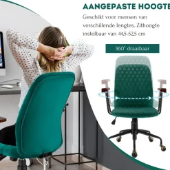 Trendmix Fluwelen Vintage Bureaustoel Met Kantelbare Rugleuning