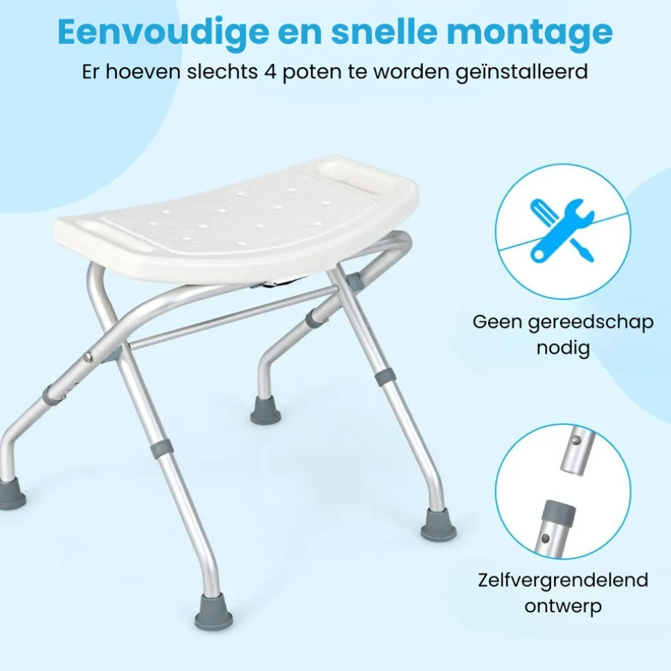 Trendmix lichtgewicht opklapbare douchekruk verstelbaar in 3 hoogtes met handgrepen