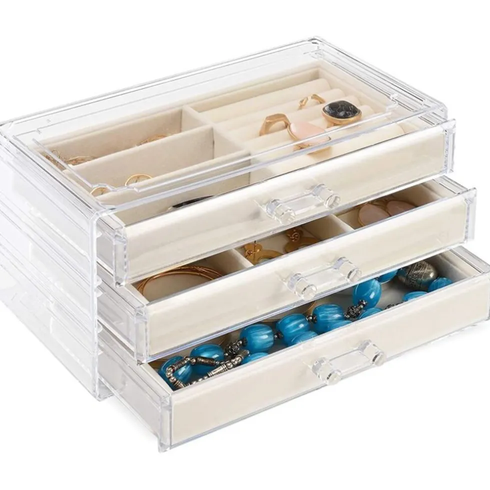 UNIQ Acryl Sieradendoos met 3 Laden, Organizer Transparant