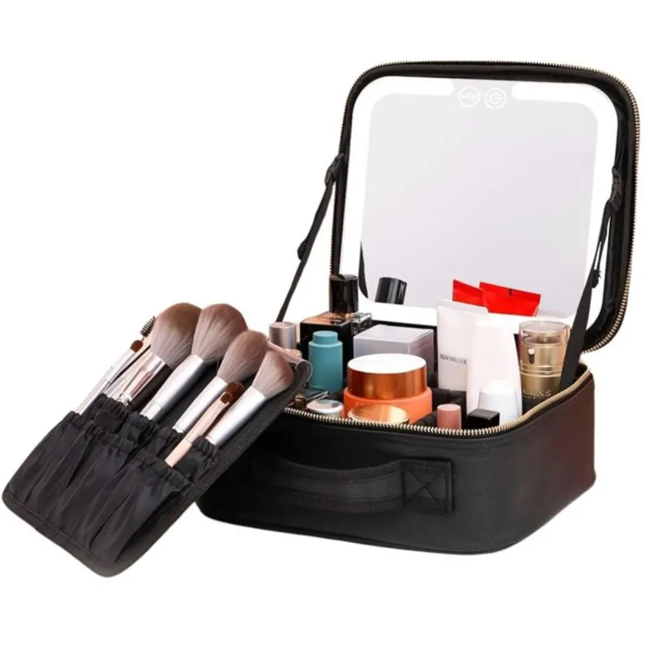 UNIQ Make-up Reistas met LED-lampje - Toilettas / Cosmetische tas voor al je make-up - Zwart