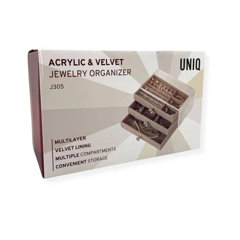 UNIQ Acryl Sieraden Organizer – 3 Laden, Transparant - J305