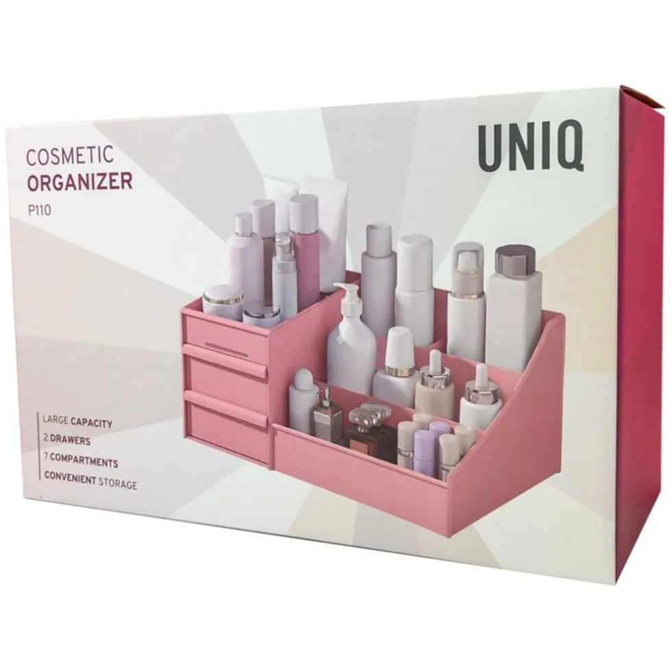 UNIQ Make‑up & Sieraden Organizer – 2 Laden, Roze - P110