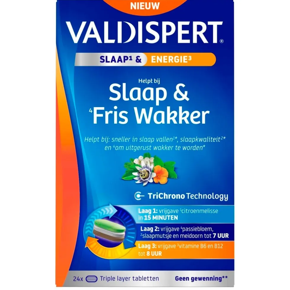 Valdispert Slaap & Fris Wakker Triple Layer Tabletten